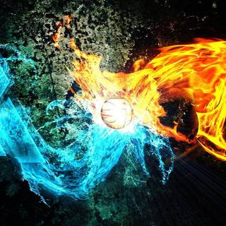 Cool water and fire wallpaper