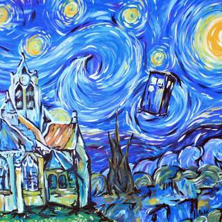 Tardis van gogh wallpaper