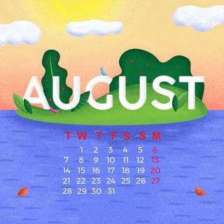 August 2018 calendar wallpaper