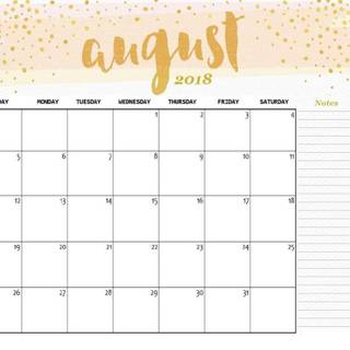 August 2018 calendar wallpaper