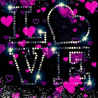 Purple glitter hearts wallpaper