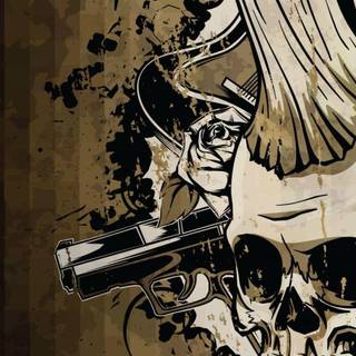 Skull and guns wallpaper