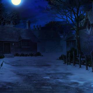 Night snow scenes wallpaper