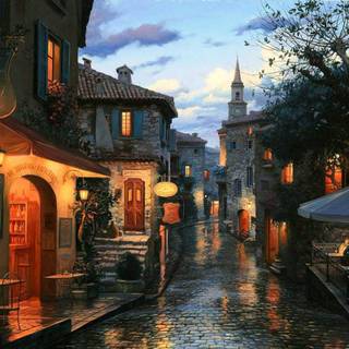 Street cafe wallpaper