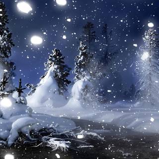 Snowy night wallpaper