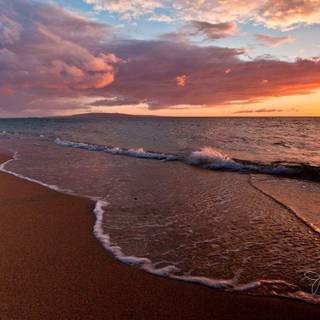 Sunset on beach wallpaper