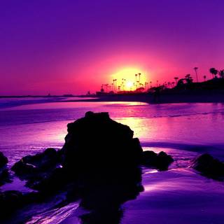 Sunset on beach wallpaper