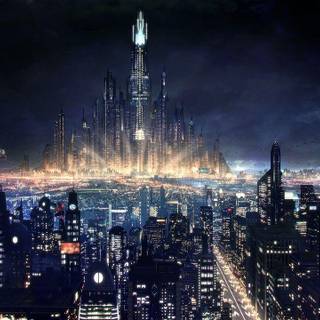 Futuristic city at night wallpaper