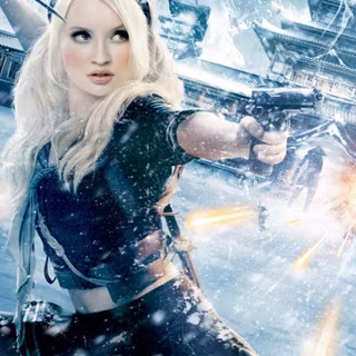 Women punch wallpaper