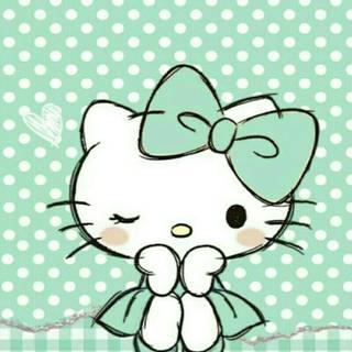 Wallpaper hello kitty hijau