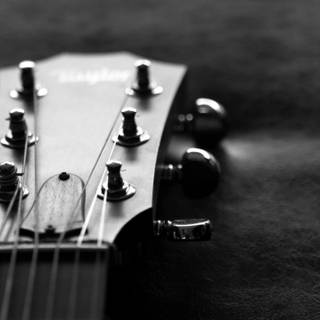 Black and white HD wallpaper of guitar