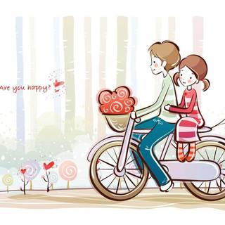 Love cartoon couple wallpaper