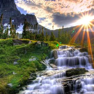 Rainforest waterfall wallpaper