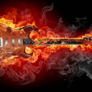 Guitar on fire wallpaper widescreen