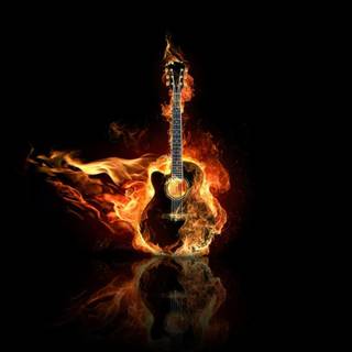 Guitar on fire wallpaper widescreen