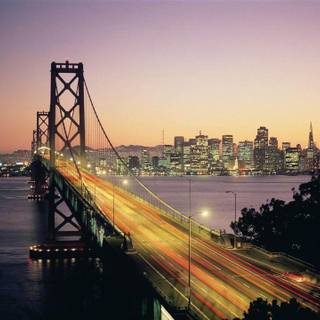 San Francisco Bay Bridge sunset wallpaper