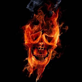 Skull in flame wallpaper