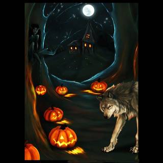 Halloween wolf wallpaper