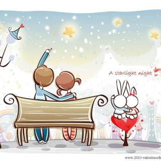 Cute cartoon couple wallpaper