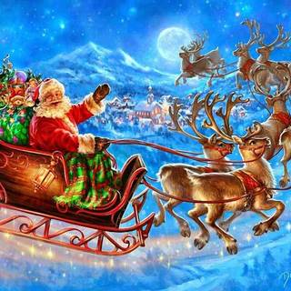 Santa's Sleigh in the sky wallpaper