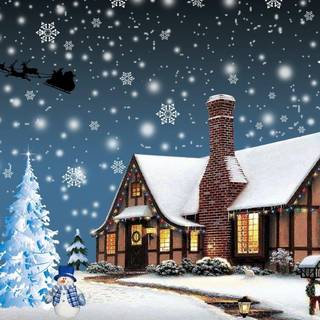 Santa's Sleigh in the sky wallpaper