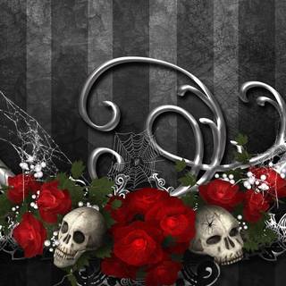Skull and roses wallpaper