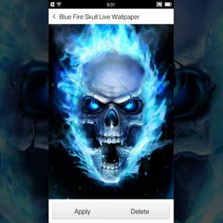 Blue skull fire wallpaper