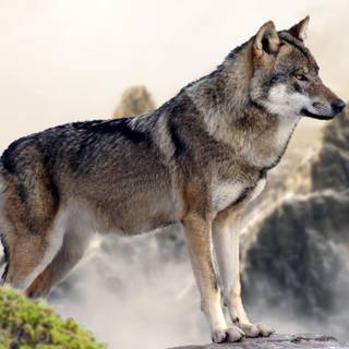 Wolf in mountain wallpaper