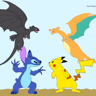 Toothless, Stitch and Pikachu wallpaper