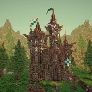 Minecraft house wallpaper