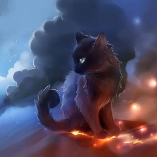 Cat painting wallpaper