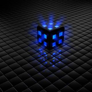 Black and blue 3D cube wallpaper