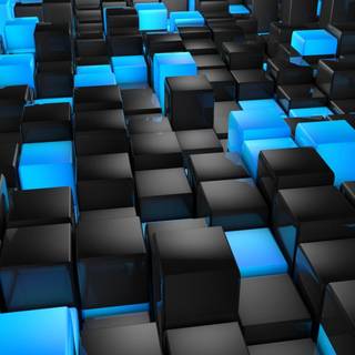 Black and blue 3D cube wallpaper