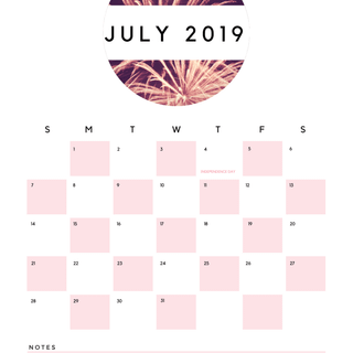 July 2019 calendar wallpaper