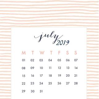 July 2019 calendar wallpaper
