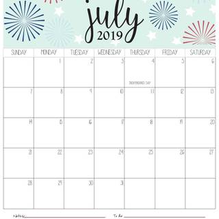 July 2019 calendar wallpaper