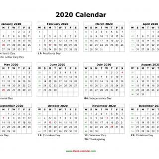 2020 calendar wallpaper