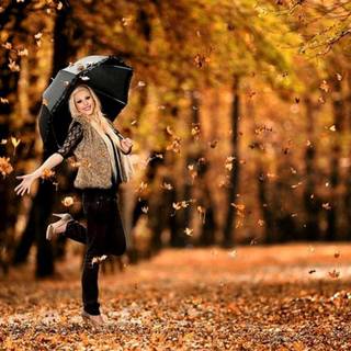 Girl and fall wallpaper