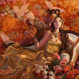 Girl and fall wallpaper