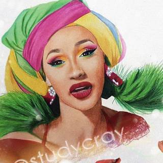 Cardi B drawing wallpaper