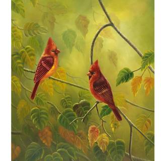 Autumn cardinals wallpaper