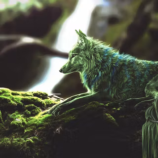 Green wolf wallpaper
