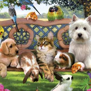 Animal friends wallpaper