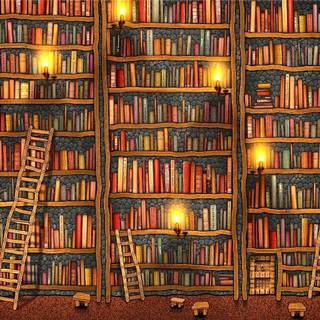 Vintage library wallpaper