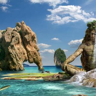 Waterfall paradise wallpaper