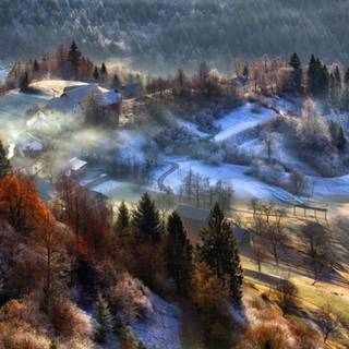 Mountain village wallpaper