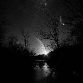 Full moon over the lake wallpaper