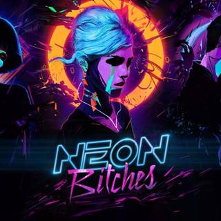 Neon retro girl wallpaper