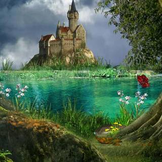 Fairytale cottage wallpaper