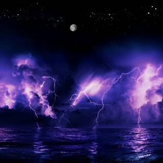 Lightning storm moon wallpaper